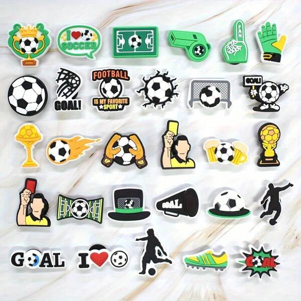 20pcs Random Football Sports Shoes Charms, PVC Crocodile Charm, Suitable For Clogs, Sandals, Bracelets, Gift For Women, Men, Adults, Kids, Girls, Boys, Teens, Party Favor
