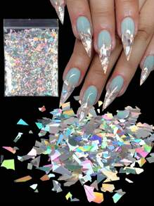 1Bag 10G Holographic Asymmetrical Nails Glitter Flakes Shiny Sequins For Manicure Diy Design Nail Art Decorations Accessories Nail Supplies Nails Nail Charms Nail Gems