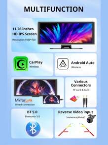 XUDA 2025 新款 11.26 英寸 IPS CarPlay 触控屏无线 CarPlay 和 Android Auto 多媒体视频播放器便携式 MP5 播放器兼容 Apple 或 Android Auto