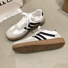 أحذية كاجوال متعددة الوظائف للنساء، أحذية رياضية كاجوال بنعل مطاطي مقاوم للانزلاق، بتصميم ألوان متباينة باللونين الأسود والخاكي، مناسبة للاستخدام اليومي، مقاس 36-41، عصرية