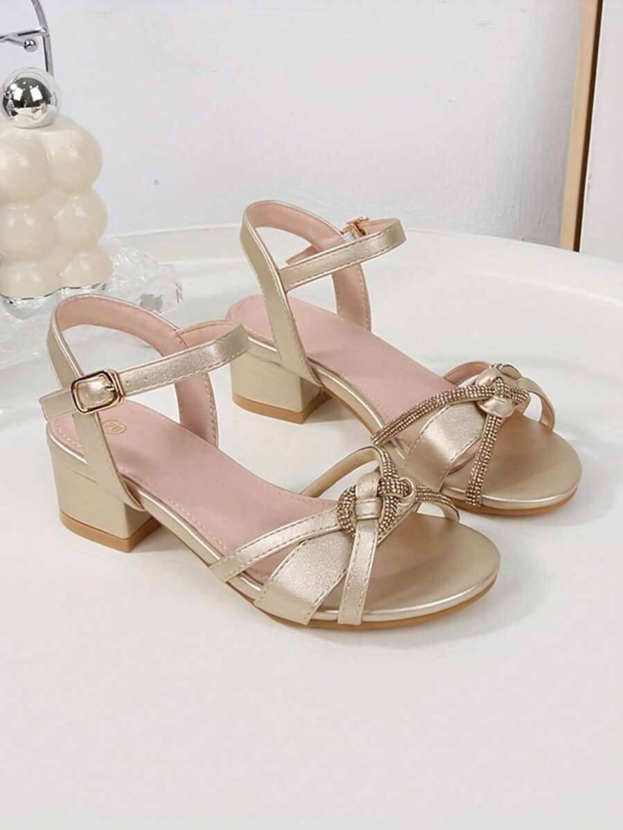 Sandal Fashion Hak Tinggi Terbaru 2026, Sandal Hak Tinggi Elegan Ujung Bulat Berhiaskan Kristal untuk Pesta Liburan Musim Semi/Panas, Cocok untuk Remaja