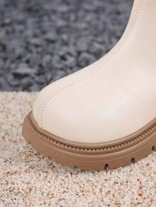 1 par de botines, nuevos botines de tobillo de suela plana para niñas, adecuados para vacaciones al aire libre, con diseño elástico, botines de tobillo para niñas - Beis - Ver 6