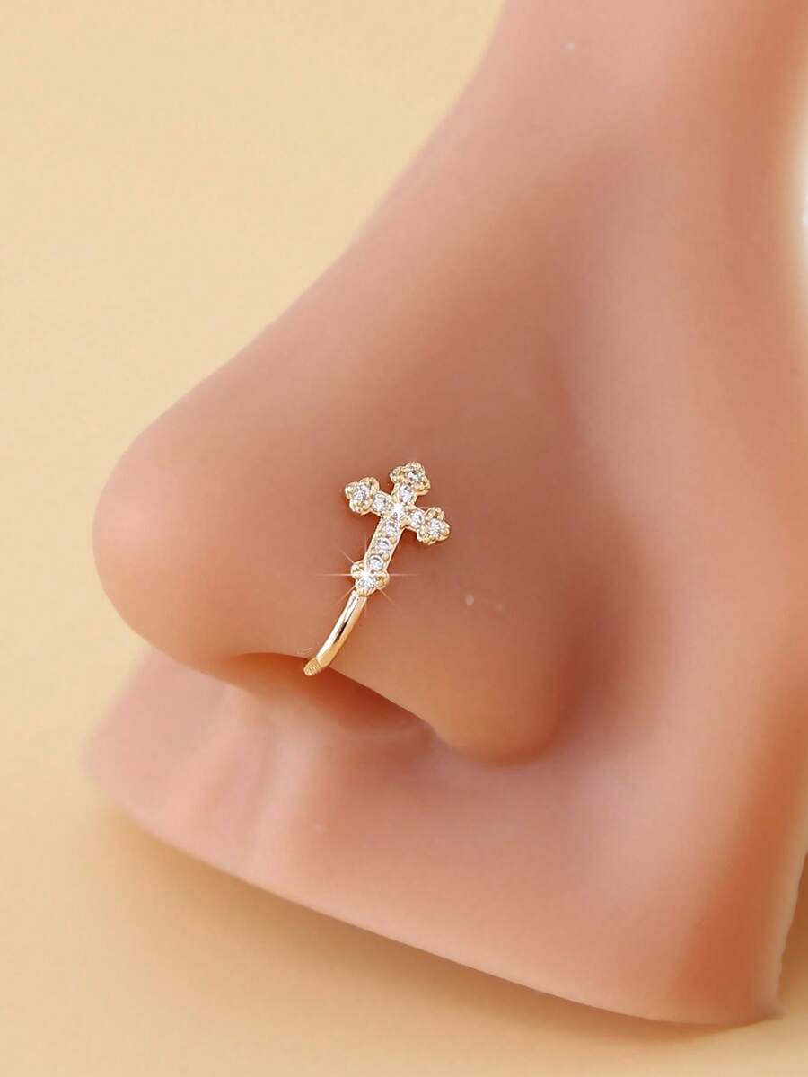 1 Stück neuer Vintage-Stil synthetischer Nasenclip, ohne Piercing, verstellbar für Frauen, minimalistisch & niedlich, geeignet für den täglichen Gebrauch und Partys - Verschiedenfarbig - Übersicht 1