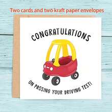 “祝贺通过驾驶考试贺卡 - 可爱儿童风格 - 驾驶考试成功贺卡”适合生日、开斋节、宰牲节、万圣节、独立日、劳动节、感恩节、慕尼黑啤酒节 - 彩色 - 查看 10