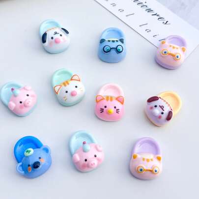 10件装混合DIY迷你拖鞋、平底、剪贴簿婚礼贴纸、纽扣、耳环、发饰、珠宝制作工艺装饰贴纸