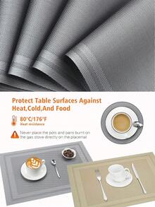 2/6/12件套多色简约条纹编织PVC餐垫，可水洗，易清洁，可擦拭，防滑，耐热，节日婚礼派对餐桌装饰