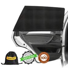 Rete parasole specifica per auto | Isolamento termico e riduzione della temperatura | Rete parasole con protezione UV del 99% | Misura L 59*48 cm (forma naturale) | Set da 2 pezzi | Rete parasole in tessuto Oxford ad alta densità | Resistente al sole e durevole | Design a rete traspirante (nessuna perdita di visibilità)