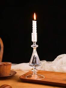 1 szt. Europejski świecznik w stylu pałacowym z diamentowymi paskami, przezroczysty szklany świecznik do dekoracji wnętrz, odpowiedni do domu, hotelu, dekoracji stołu weselnego