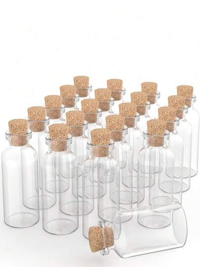 Recipiente de armazenamento para garrafas de vidro transparente pequenas e vazias, mini garrafas de vidro transparentes com cortiça, garrafa brilhante faça você mesmo, areia, água, mensagem, garrafas decorativas de desejos