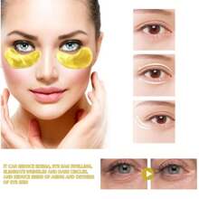 60 Peças Máscara de Olhos Dourada 24K, Máscara de Olhos Firmadora Contendo Colágeno, Ácido Hialurônico e Extrato de Camomila, Hidratante e Firmadora, Suaviza Rugas, Cataventos para Olhos de Colágeno Direcionados a: Olheiras, Bolsas Oculares, Olheiras, Adequados para Homens e Mulheres que Sofrem de Problemas Oculares Relacionados à Idade, Nutrição Poderosa para a Área dos Olhos, Reposição de Colágeno de Longa Duração