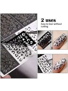 7Pcs Nail Art Hollow Stickers Set, Nail Art Plate Template, Line Grid Leopard Print Designs To Make Nail Art/Salon More Easy.Christmas, Winter, Pink, Graduation, Birthday, Holiday, Summer, Autumn, Y2K, Fancy Fashion, Women's Makeup, Makeup Party, Beach Travel, Camping, Outdoor School, Campus Travel, Festival Decoration Gifts, Roses, Girl Role Playing, Best Colors, Charm, Atmosphere - Multicolor - View 5