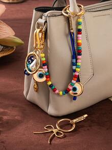 1pc Fashionable And Exquisite Devil's Eye Blue Eye Buckle DIY Handbag Crossbody Bag Car Keychain Decoration Can Be Freely Matched. Plated With 18K Gold, Suitable For Giving To Mothers, Wives, And Girlfriends. - Multicolor - View 5