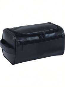 1 Peça, Couro PU, Unissex, Bolsa de Toucador de Viagem Impermeável de Camada Dupla, Bolsa de Barbear de Grande Capacidade - Perfeita para Produtos de Higiene e Beleza Essenciais, Viagens de Negócios e Férias, Bolsa de Toucador, Essenciais de Viagem de Verão, Durável, Perfeita para Férias na Praia, Suprimentos Escolares de Férias, Itens Essenciais para Dormitório, Volta às Aulas