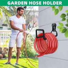 2 件（大支架/小挂钩）花园软管支架 - 重型金属衣架壁挂式，户外庭院水管支架，水管卷盘，软管架，软管挂钩 - 彩色 - 查看 3