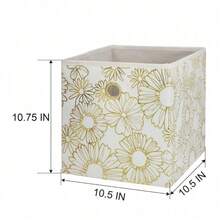 Collapsible Fabric Cube Storage Bin (10.5" X 10.5") Gold Metallic