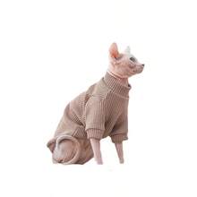 Sphynx Cat Turtleneck Sweater, Warm Clothing For Small To Medium Cats, Autumn/Winter - Brown - View 4