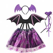 Halloween Demon Bat, Spider Headband, Magic Wand, Wings, Tulle Tutu Skirt With Lining, 4pcs Costume Accessory Set, Suitable For Halloween, Day Of The Dead, Carnival Party - Multicolor - View 6