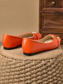 WHDXY 1 Pair Women's Pointed Toe Flats, Soft Leather Office Shoes, Versatile Loafers, Shallow Soft Bottom Fairy Style Flat Heel Slip-On Commuter Shoes - Burnt Orange - View 3