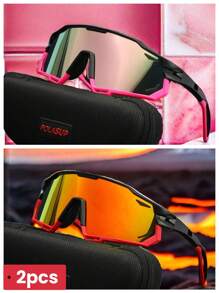 GLASSES 9932p 1pc POLASUP Polarized Cycling Glasses, Summer Oversized Sci-Fi Hollow Frame , Anti-Wind, Anti-UV, Cycling, Outdoor Sports, Hiking (Gift Set Includes EVA Case, Cleaning Cloth, Glasses Strap) Autumn Accessories Goggles