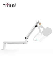 FIFINE FIFINE Mikrofonständer mit flachem Profil, verstellbarer Metallmikrofonarm mit Kabelführungskanal, Tischklemme, Gewindeanschluss, für Aufnahme/Streaming/Gaming/Homeoffice/Podcast/Studio - BM88 Weiß