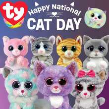 TY Plush Doll, Ty Beanie Boos Lillibelle Pink Kitten, Blue Glitter Eyes, Soft & Plush Stuffed Animal, Original 6 Inch, Christmas Gift - Multicolor - View 3