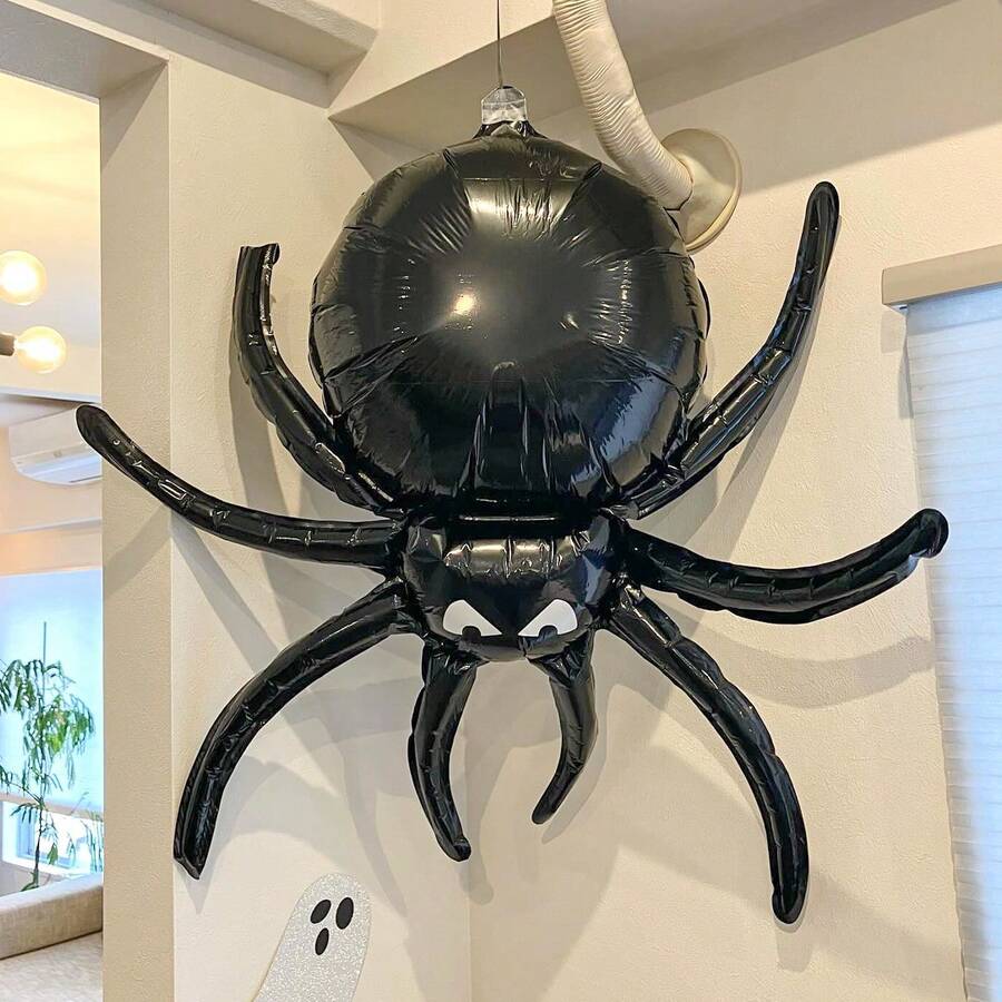1pc/2pcs 32-Inch Halloween Black Spider Balloons, Halloween Spider Balloons Black Spider Foil Balloons, Suitable For Halloween Decoration, Haunted House, Room Decor, Outdoor Halloween Decoration, Birthday, Halloween Party - Black - View 1