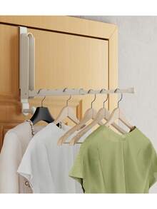 رف تعليق قابل للطي - رف تعليق للباب مع خطافات للخزائن والحمامات وغرف الغسيل - مصنوع من سبيكة الألومنيوم المتينة لتعليق المناشف والمعاطف والقمصان - مثالي للمساحات الصغيرة، تصميم ملمس معدني، مواد متينة، تخزين محمول، ضروري للمعيشة المدمجة - متعدد الألوان - مشاهدة 12