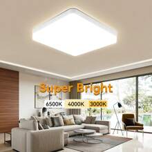 CANMEIJIA 1 件 11.8 英寸现代方形嵌入式吸顶灯，LED 方形面板灯，20W/30W/40W/50W，6500K 冷白光，吸顶式 LED 装饰照明灯具，AC 110-265V，适用于卧室、厨房、客厅 - 方形吸頂燈 - 查看 4