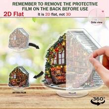 1pc 2D Rotating Acrylic Christmas Corner Decor - Cozy Relaxing Desktop Decoration With Snowy Roof, Wired Chair And Tree, Suitable For Home Or Office, Holiday Home Decor, Holiday Design, Durable Acrylic, Christmas Decoration, Christmas Gift, Christmas Ornament, Desktop Decor