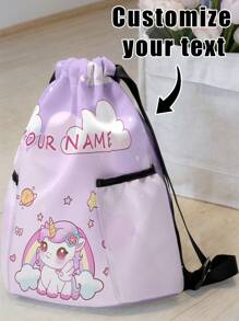 1 szt. Plecak ze ściągaczem z motywem owcy z kreskówek, z kieszeniami, spersonalizowany prezent na powrót do szkoły, odpowiedni dla dzieci i nastolatków, możliwość nadruku własnego imienia lub prezentu dla przyjaciół