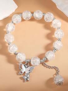 1 件简约灰月光石天然水晶手链，百搭优雅配饰，适合女孩