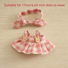 仅含一件连衣裙，不含娃娃，粉色格子裙套装，适合17厘米娃娃。 - 彩色 - 查看 2