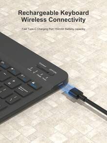 360° Rotating Keyboard Case Compatible With Ipad (A16) 11th/10th Gen, 7th/8th/9th Gen, IPad Air 4th/5th Gen/(M2) 2024/(M3) 2025, IPad Pro 11 (2018/2020/2021/2022), PU Leather Material, Built-In Detachable Wireless Keyboard, 150mAh Battery, Apple Pencil Holder, Black - Black - View 8