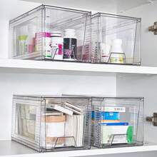 2Packs Acrylic Organizers Bin With Handle, Clear Bathroom Makeup Organizer And Storage, Stackable Organizer Drawers For Vanity, Bathroom, Pantry, Kitchen Cabinets, Makeup, Medicine Organization - 2Pcs Acrylic Organizers With Handle - 查看 6