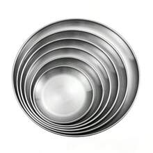 Stainless Steel Round Serving Plate - Brushed Finish Metal Tray For Salad, Pizza, Steak & Dessert - Easy Clean Tableware For Party & Holiday - Silver - Multicolor - View 6
