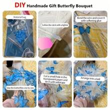 33 件蝴蝶花束材料套件，适用于 DIY 手工制作，情人节或生日送给女朋友的高端礼物 - 紫色 - 查看 5