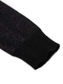 ANDREILEE Autumn/Winter Men's Street Style National Flag & English Letter Intarsia Pattern Design Casual Loose Knit Pullover Sweater, Round Neck, Dropped Shoulder, Long Sleeve - Black - View 6