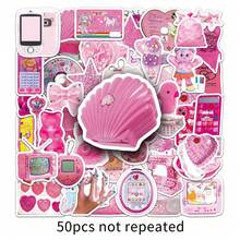 50pcs Pink Y2K Stickers, Suitable For Laptop, Water Bottle, Fridge, Books, Luggage, Desk, Helmet, Skateboard, Guitar, Scrapbook, DIY Box, Packaging Labels, Party Decorations - Multicolor - View 8