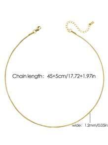 1 Stück 45+5cm vielseitige Edelstahl 18k Goldplattierung Schlangenkette Halskette minimalistisch 1,2mm dünne runde silberne Schlangen Halskette für Damen Lässig Bekleidung das ganze Jahr über