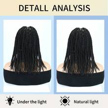 باروكة ضفيرة كاملة الدانتيل بتقنية بدون عقدة، باروكة ضفيرة كاملة الدانتيل مع شعر طفل، باروكة ضفيرة كروشيه يدوية اصطناعية بطول 14 بوصة باللون الأسود الطبيعي للاستخدام اليومي وحفلات الأعياد - الأسود - مشاهدة 9