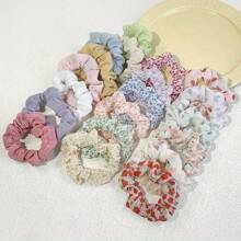 10pcs Floral Pattern Hair Scrunchies - Soft Elastic Hair Ties With Assorted Muted & Vibrant Flower Designs, Non-Slip Women Hair Accessories For Ponytails, Buns, Cute Hairstyles, Minimalist Aesthetic Design, Comfortable Material, Ponytail Holders, Hair Elastics, Hair Rubber Bands, Hair Rope