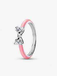 1pc Lightweight Luxury High-Shine Bow & Heart Design Ring, 925 Sterling Silver Women's Ring, Elegant Jewelry Gift For Women, Valentine's Day/Birthday, Daily Wear - Bow Ring - View 2