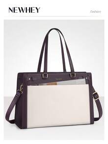 NEWHEY Laptop Bag For Women 15.6 Inch PU Vegan Leather Work Tote Bag Waterproof Women Briefcase Designer Computer Bags For Office Teacher College Travel Large Tote Purse Professional - Multicolor - View 5