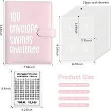 Money Saver Budget Binder Book With Pouches, Envelope Challenge Binder With Numbers, A5 Money Budget Envelopes Cash Saving $5,050 Pink2025 - Yellow - View 9