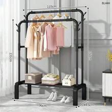 Heavy Duty Clothing Garment Rack Sturdy Clothes Organizer Double Rails Hanger - 黑色不含輪子 - 查看 2