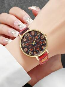 1pc Women's Elegant Fashion Personalized Numeric Dial Quartz Wrist Watch, Elegant (Watch Box Not Included)