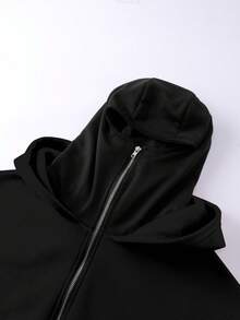 女士秋季返校双连帽开衫卫衣，时尚街中国龙印花双连帽开衫，黑色 - 黑色 - 查看 10