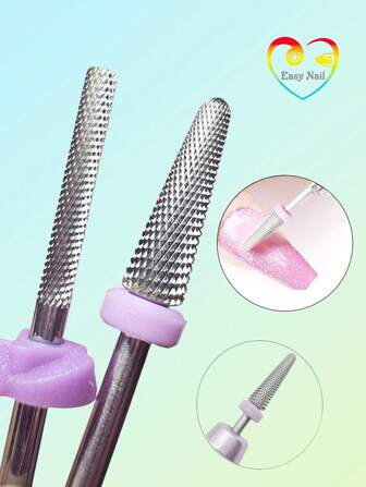 Easy Nail 1/2Pcs 3/32" 5 In 1 XXF Professional Carbide Nail Drill Bits,Tungsten High-End Tungsten Steel Drill Bits Tech, Cuticle Bit Fast Remove For Manicurist Nail Salon Manicure Pedicure Gel Polishing