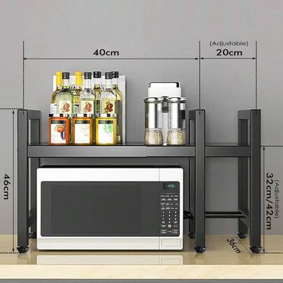 3 Tier Expandable Microwave Oven Rack Stand Storage Holder Kitchen Corner Shelf