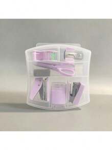 1件套办公用品，桌面配件，8合1办公用品套装，包含打孔器、起钉器、订书机、胶带座、小卷胶带、卷笔刀、剪刀和500枚10号订书钉。学生文具套装，职场礼品——送给学生和同事的完美礼物。